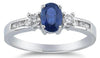 1.60CT DIAMOND & AAA SAPPHIRE 14KT WHITE GOLD 3D OVAL & ROUND 3 STONE LOVE RING