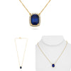 LARGE 4.42CT DIAMOND & AAA SAPPHIRE 14KT YELLOW GOLD CUSHION SOLITAIRE NECKLACE