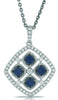 .66CT DIAMOND & AAA SAPPHIRE 14KT WHITE GOLD SQUARE GEOMETRICAL FLOATING ENDANT