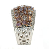LARGE 3.80CT WHITE & PINK DIAMOND 18K WHITE & ROSE GOLD CLUSTER ANNIVERSARY RING