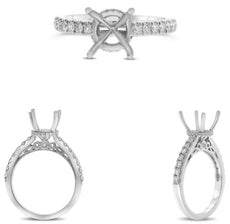 .41CT DIAMOND 14KT WHITE GOLD ROUND 4 PRONG FILIGREE SEMI MOUNT ENGAGEMENT RING