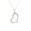ESTATE .42CT DIAMOND 18KT WHITE GOLD 3D CLASSIC OPEN HEART PUFF FLOATING PENDANT