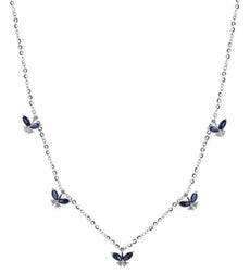 1.07CT DIAMOND & AAA SAPPHIRE 18K WHITE GOLD BUTTERFLY BY THE YARD LOVE NECKLACE