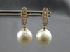 ESTATE LARGE .45CT DIAMOND & AAA SOUTH SEA PEARL 18KT YELLOW GOLD BAR HANGING EARRINGS