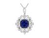 2.97CT DIAMOND & AAA TANZANITE 14KT WHITE GOLD CUSHION & ROUND FLOATING PENDANT