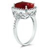 4.8CT DIAMOND & AAA GARNET 14KT WHITE GOLD EMERALD CUT & ROUND FILIGREE FUN RING