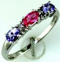 .70CT DIAMOND AAA PINK SAPPHIRE & TANZANITE 14K WHITE GOLD OVAL & ROUND FUN RING