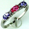 .70CT DIAMOND AAA PINK SAPPHIRE & TANZANITE 14K WHITE GOLD OVAL & ROUND FUN RING