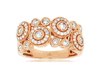 WIDE .75CT DIAMOND 14KT ROSE GOLD 3D ROUND BEZEL MULTI FLOWER ANNIVERSARY RING