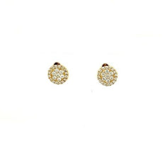 ESTATE .36CT DIAMOND 18KT WHITE GOLD 3D FLOWER HALO CLASSIC STUD EARRINGS