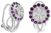 ESTATE 1.10CT DIAMOND & AAA RUBY 14K WHITE GOLD CLASSIC FLOWER FILIGREE EARRINGS