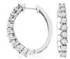 1CT DIAMOND 14KT WHITE GOLD 3D ROUND SHARED PRONG OVAL HUGGIE HANGING EARRINGS