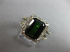 LARGE 5.15CT DIAMOND & AAA GREEN TOURMALINE 14KT WHITE GOLD HALO ENGAGEMENT RING