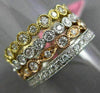 ESTATE WIDE 1.62CT DIAMOND 18KT TRI COLOR GOLD ETERNITY MILGRAIN STACKABLE RINGS