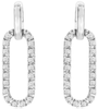 ESTATE .20CT DIAMOND 14KT WHITE GOLD 3D CLASSIC OPEN OVAL FUN HANGING EARRINGS
