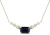 1.23CT DIAMOND & AAA SAPPHIRE 14KT YELLOW GOLD EMERALD CUT & ROUND LOVE NECKLACE