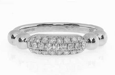 ESTATE .30CT DIAMOND 18K WHITE GOLD 3 ROW PAVE MULTI BEAD FUN FRIENDSHIP RING