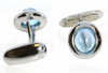 ESTATE 4.63CT AAA BLUE TOPAZ 18KT WHITE GOLD 3D ROUND CABOCHON UNISEX CUFFLINKS