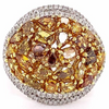 EXTRA LARGE 3.88CT MULTI SHAPE MULTI COLOR DIAMOND 18KT 2 TONE GOLD CLUSTER RING