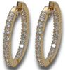1.72CT DIAMOND 18KT YELLOW GOLD CLASSIC INSIDE OUT HUGGIE HOOP HANGING EARRINGS