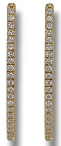 LARGE .89CT DIAMOND 18KT YELLOW GOLD ROUND INSIDE OUT TEAR DROP HANGING EARRINGS