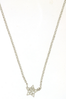 ESTATE .05CT DIAMOND 14KT WHITE GOLD 3D CLASSIC STAR PAVE LOVE NECKLACE