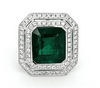 LARGE 9.38CT DIAMOND & AAA EMERALD 18K WHITE GOLD SQUARE OCTAGON ENGAGEMENT RING