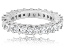 2.59CT DIAMOND 18K WHITE GOLD ASSCHER CUT SHARED PRONG ETERNITY ANNIVERSARY RING