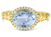 3.21CT DIAMOND & AAA AQUAMARINE 14KT YELLOW GOLD 3D OVAL & ROUND ENGAGEMENT RING