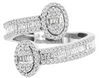 LARGE .72CT DIAMOND 14K WHITE GOLD ROUND & BAGUETTE DOUBLE OVAL CRISS CROSS RING