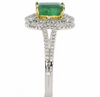 1.54CT DIAMOND & AAA EMERALD 18KT 2 TONE GOLD 3D EMERALD CUT & ROUND FLORAL RING
