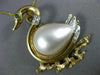 ANTIQUE .21CT DIAMOND EMERALD & MABE PEARL 14KT 2 TONE GOLD DUCK PENDANT BROOCH