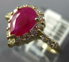 ESTATE 1.57CT DIAMOND & AAA RUBY 14K YELLOW GOLD PEAR SHAPE HALO ENGAGEMENT RING