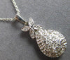 .29CT DIAMOND 14KT WHITE GOLD CLASSIC CLUSTER TEAR DROP FLOWER FLOATING PENDANT