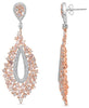 ESTATE LARGE 7.05CT WHITE & PINK DIAMOND 18K WHITE & ROSE GOLD HANGING EARRINGS