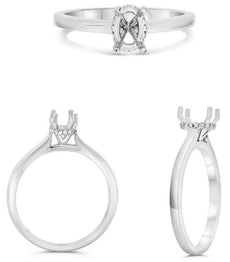 .27CT DIAMOND 14K WHITE GOLD 3D OVAL & ROUND SOLITAIRE SEMI MOUNT ENGAGMENT RING