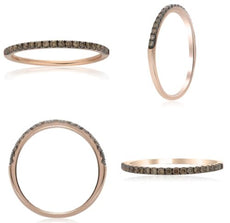.15CT CHOCOLATE FANCY DIAMOND 14KT ROSE GOLD 3D ROUND SEMI ETERNITY WEDDING RING