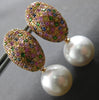 ESTATE LARGE 2.50CT AAA MULTI COLOR SAPPHIRE & SOUTH SEA PEARL 18KT ROSE GOLD EARRINGS