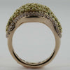 1.37CT WHITE & FANCY YELLOW DIAMOND 18KT 2 TONE GOLD MULTI ROW DOUBLE V FUN RING