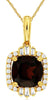 2.93CT DIAMOND & AAA GARNET 14K YELLOW GOLD CLASSIC SQUARE HALO FLOATING PENDANT