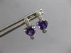 1.29CT DIAMOND & AAA AMETHYST 14KT WHITE GOLD HEART SHAPE LOVE HANGING EARRINGS