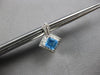 1.82CT DIAMOND & AAA BLUE TOPAZ 14K WHITE GOLD PRINCESS & ROUND HANGING EARRINGS