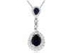 1.31CT DIAMOND & AAA SAPPHIRE 14KT WHITE GOLD PEAR SHAPE HALO FLOATING PENDANT