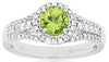ESTATE 1.07CT DIAMOND & AAA PERIDOT 14K WHITE GOLD 3D ROUND HALO ENGAGEMENT RING