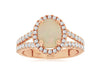 ESTATE 1.82CT DIAMOND & AAA OPAL 14K ROSE GOLD OVAL & ROUND HALO ENGAGEMENT RING