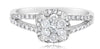 ESTATE .54CT DIAMOND 14KT WHITE GOLD 3D ROUND CLUSTER FLOWER SQUARE LOVE RING