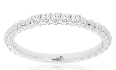 ESTATE .11CT DIAMOND 14KT WHITE GOLD 3D CLASSIC ROUND 5 STONE BEADED FUN RING