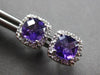 1.08CT DIAMOND & AAA AMETHYST 14KT WHITE GOLD CUSHION & ROUND HALO STUD EARRINGS
