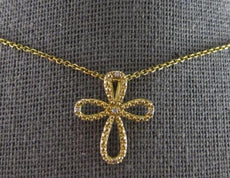 ESTATE .03CT DIAMOND 14KT YELLOW GOLD 3D CLASSIC INFINITY CROSS FLOATING PENDANT
