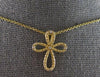 ESTATE .03CT DIAMOND 14KT YELLOW GOLD 3D CLASSIC INFINITY CROSS FLOATING PENDANT